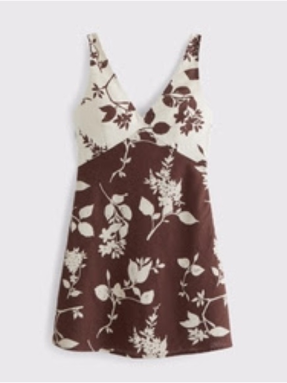 Abercrombie Floral V-Neck Brown and Cream Mini Dress